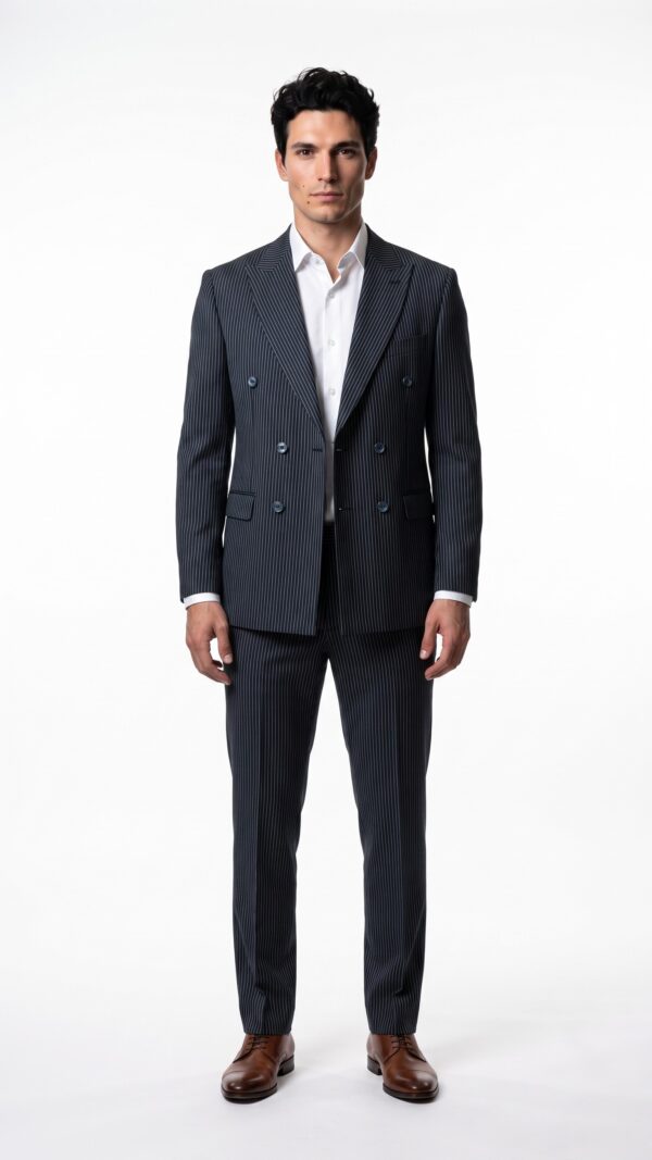 navy blue pin striped double breasted suit for men (3) - 2
