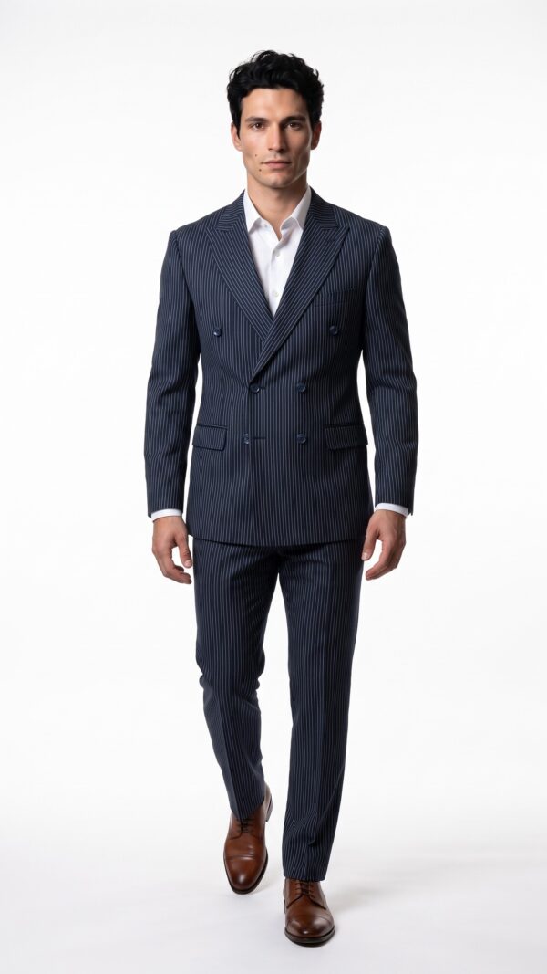 Fairfax Double Breasted Navy Blue Suit - 1