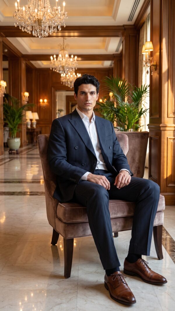 Mayfair Double Breasted Navy Blue Suit