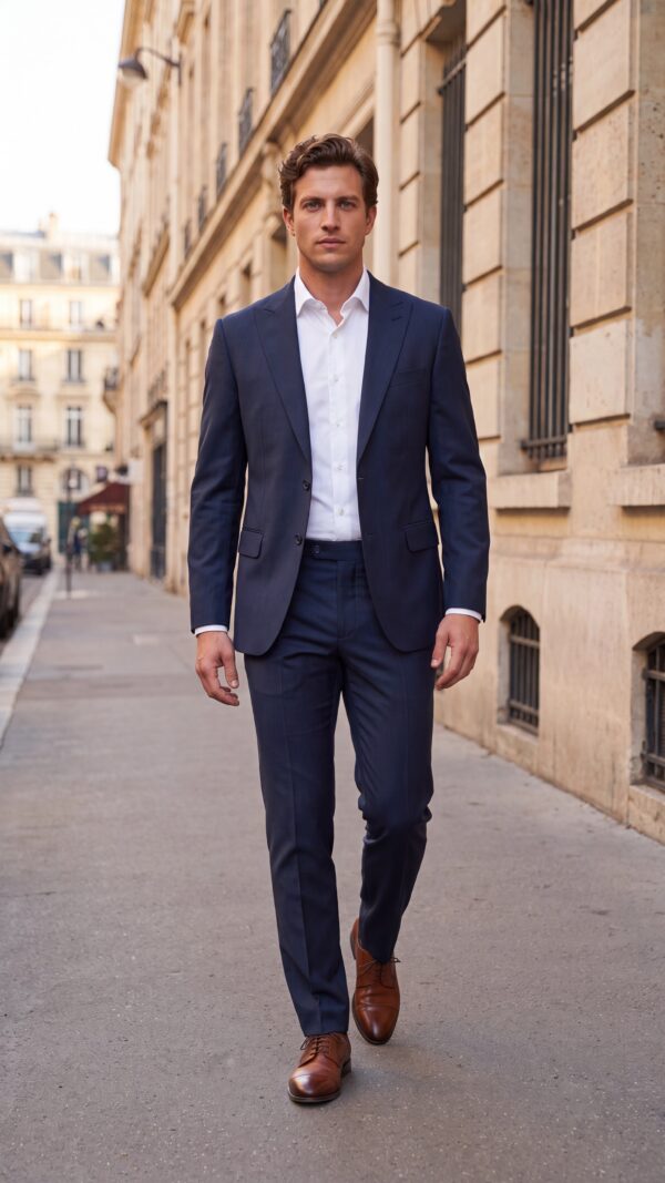 Berkshire Navy Blue Pinstripe Suit
