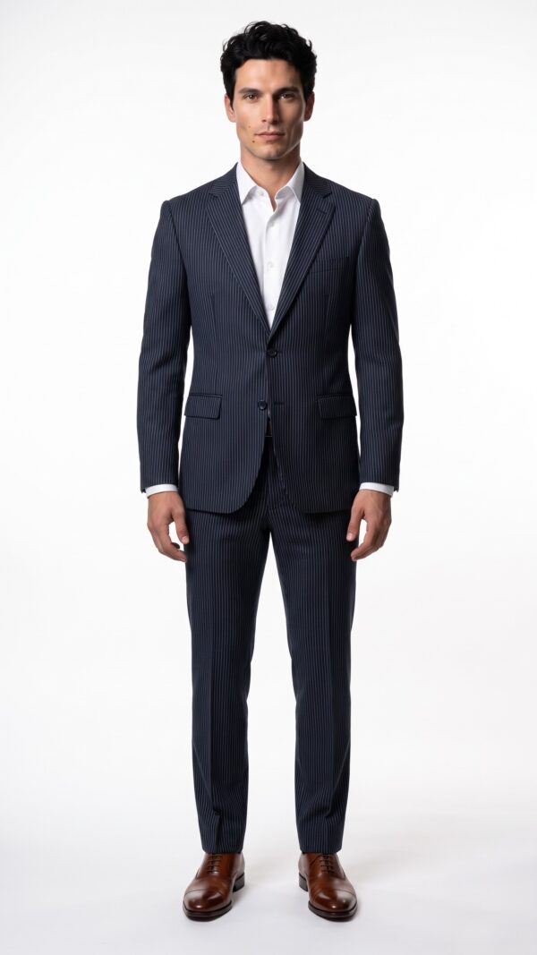navy blue pin striped suit for men (1) - 5