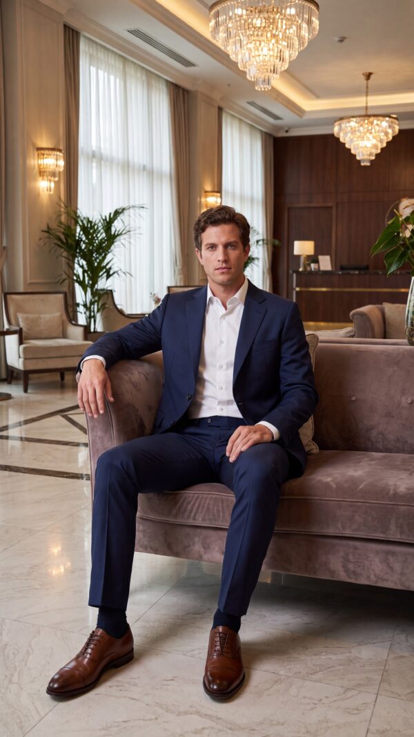 navy blue pin striped suit for men (5) - 5