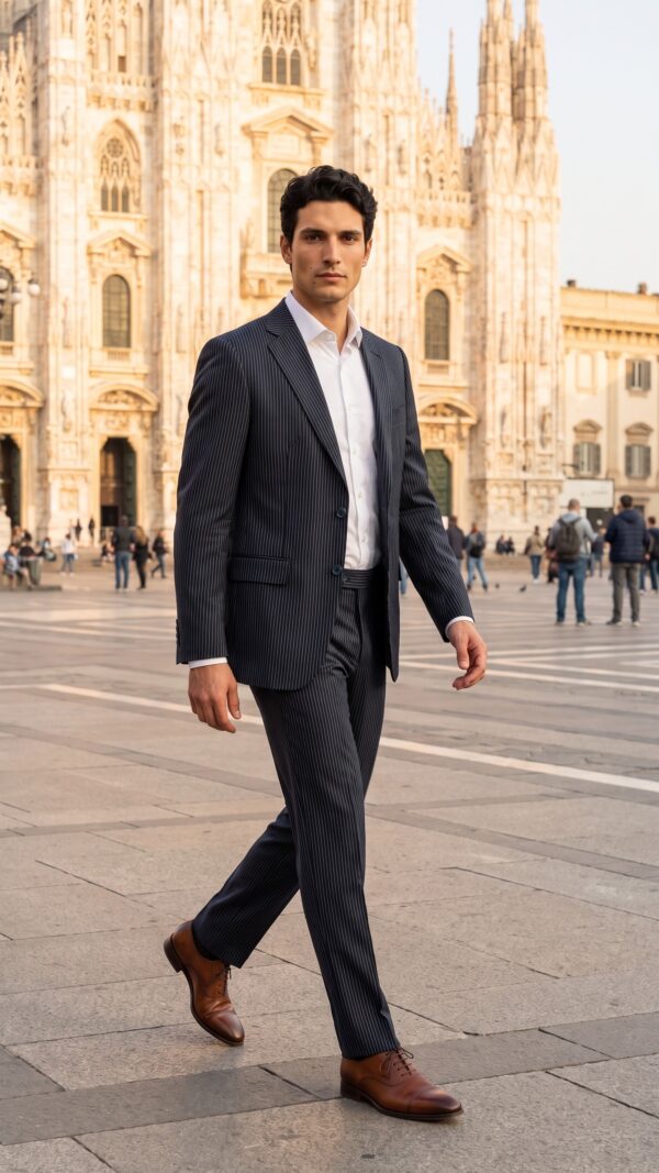 navy blue pin striped suit for men (5) - 2