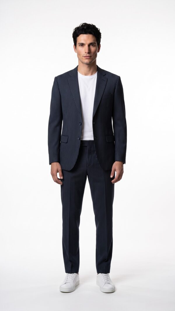 navy blue pin striped suit for men (7) - 0