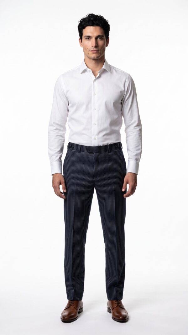 navy blue pin striped suit trousers for men (1) - 7