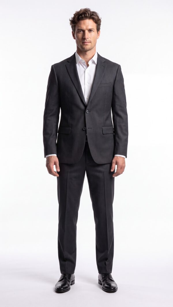 pin striped black suit for men (1) - 0