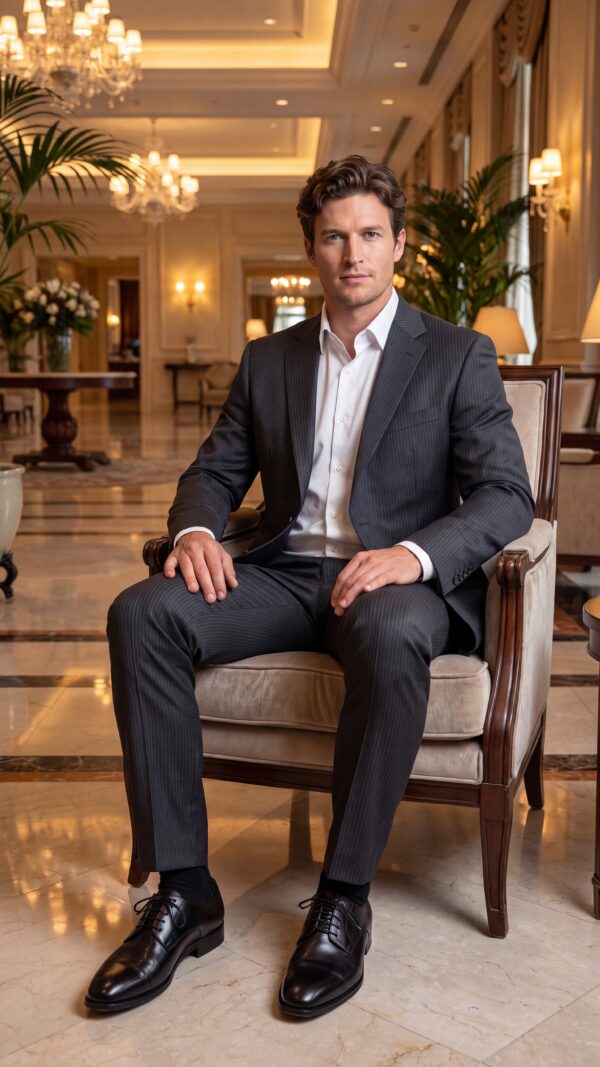 pin striped black suit for men (4) - 2
