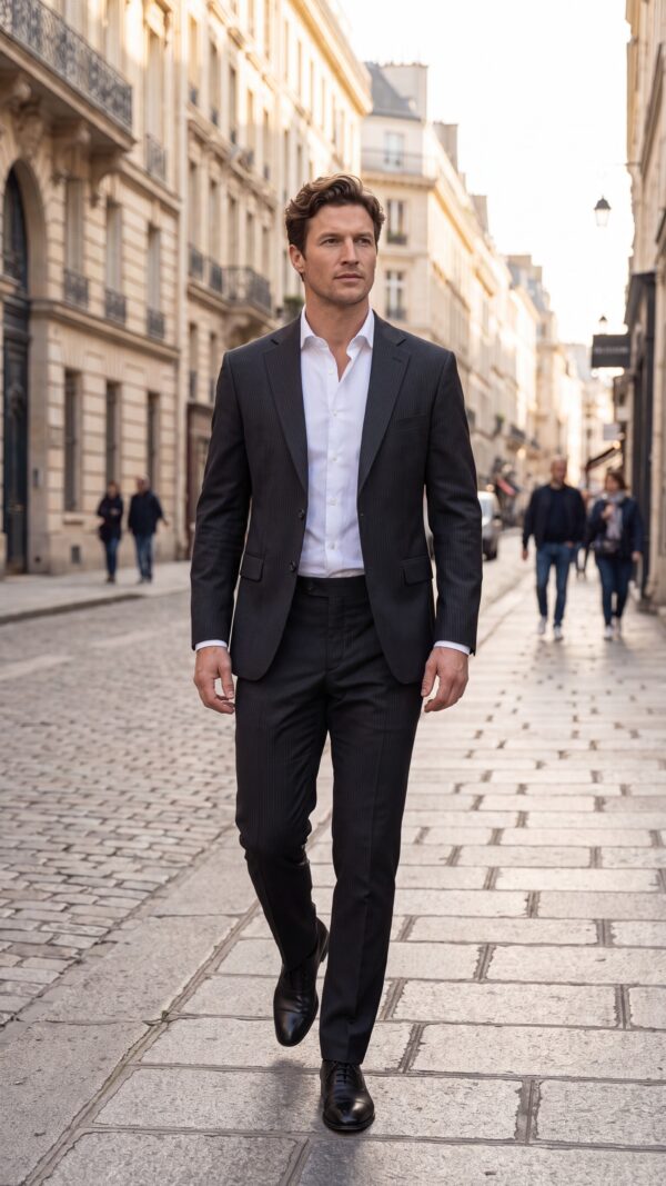 Brighton Pinstripe Black Suit
