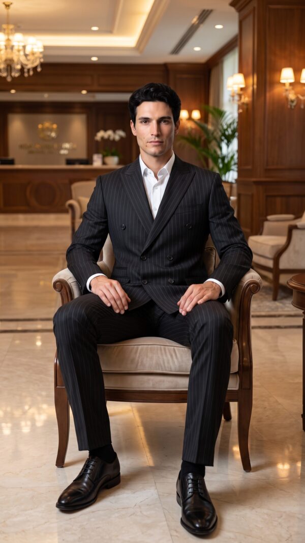 pin striped black suit for men – Varrison (4) - 5