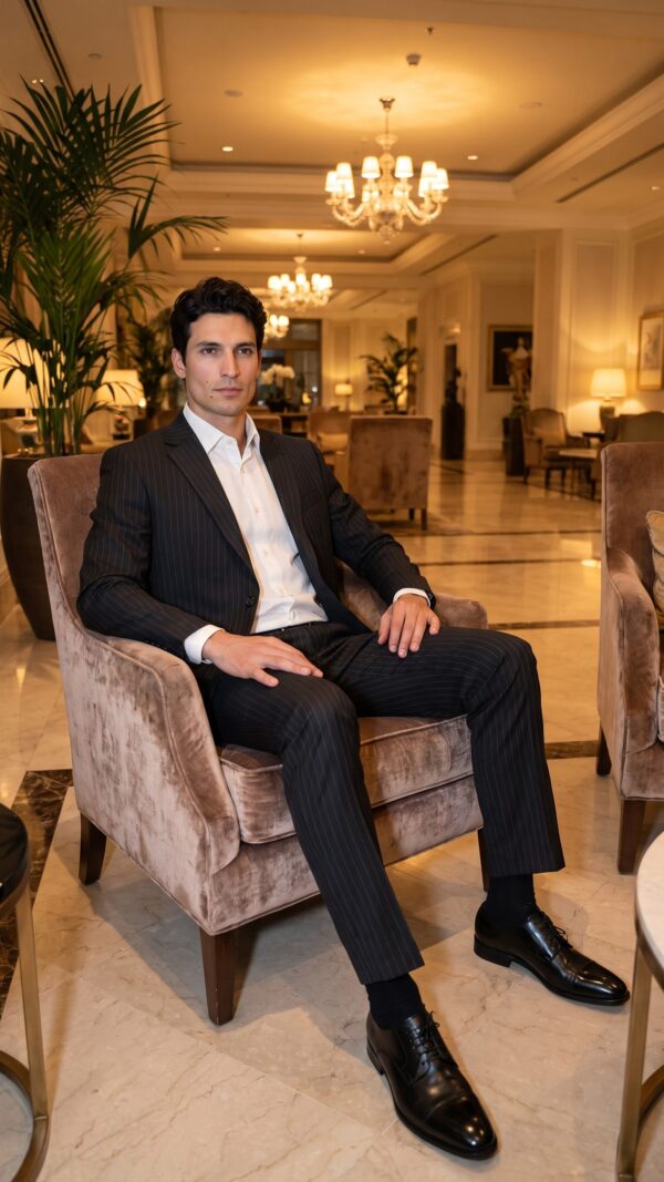 Newport Pinstripe Black Suit