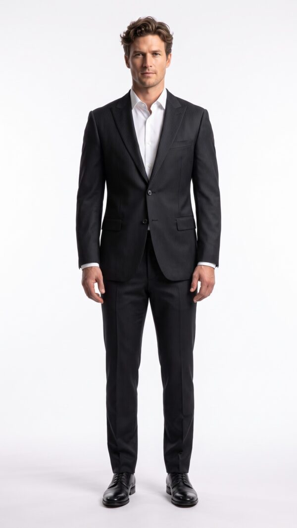 pin striped black suit for mens- Varrison (2) - 2