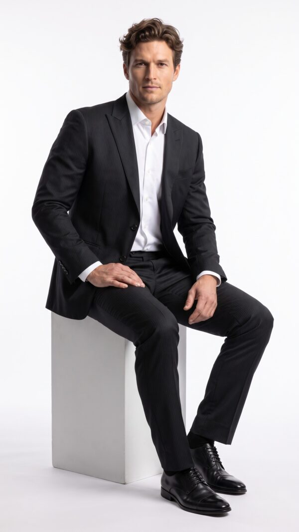 pin striped black suit for mens- Varrison (4) - 0