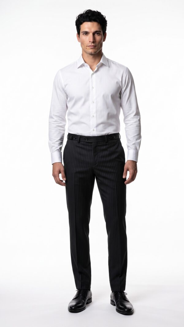 pin striped black suit trousers (1) - 4