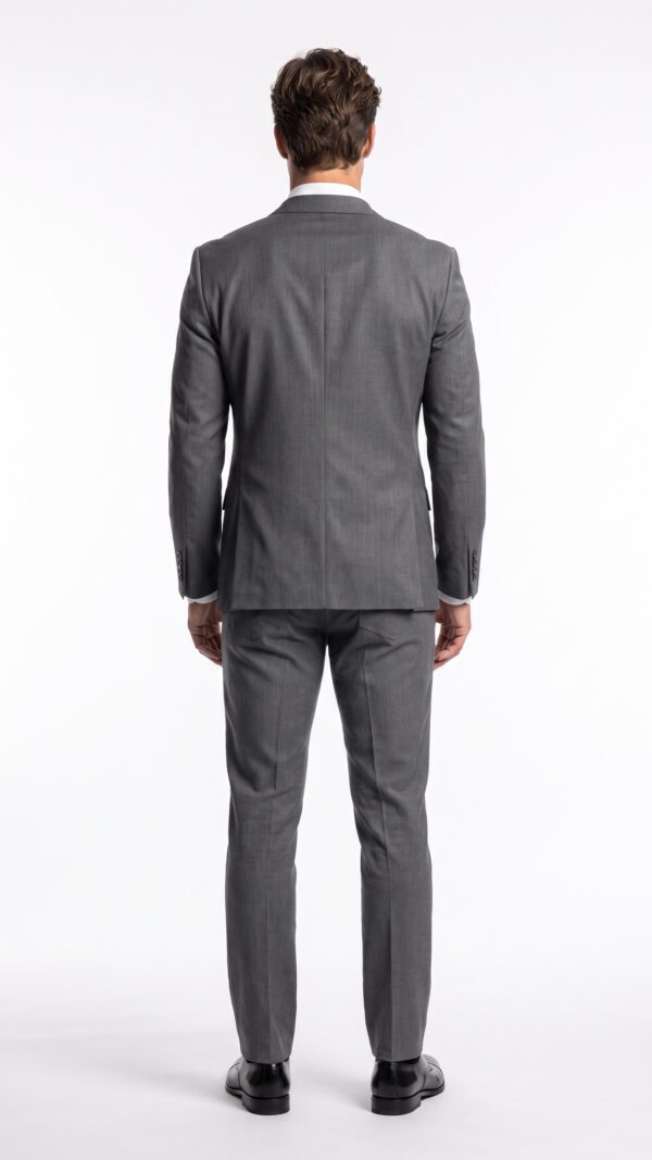 plain grey tailored fit suit for men (2) - 4