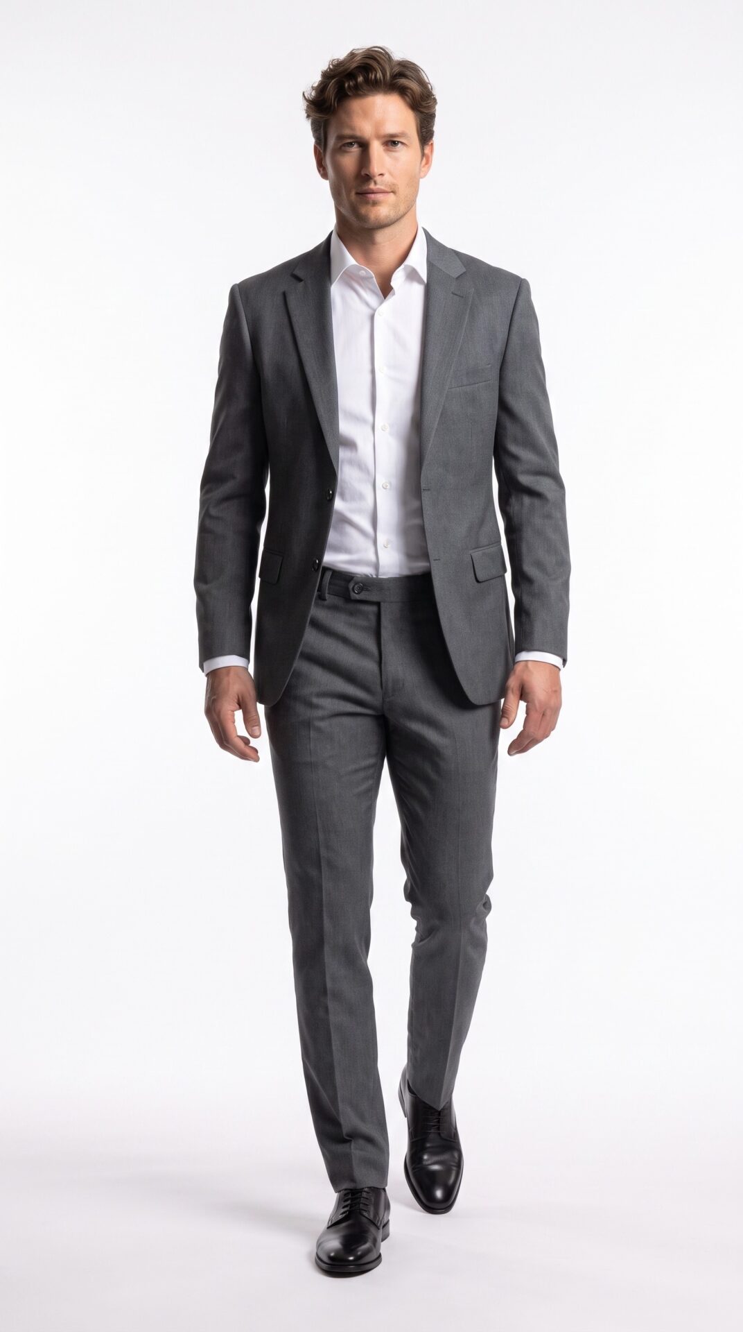 plain grey tailored fit suit for men (3) - 1
