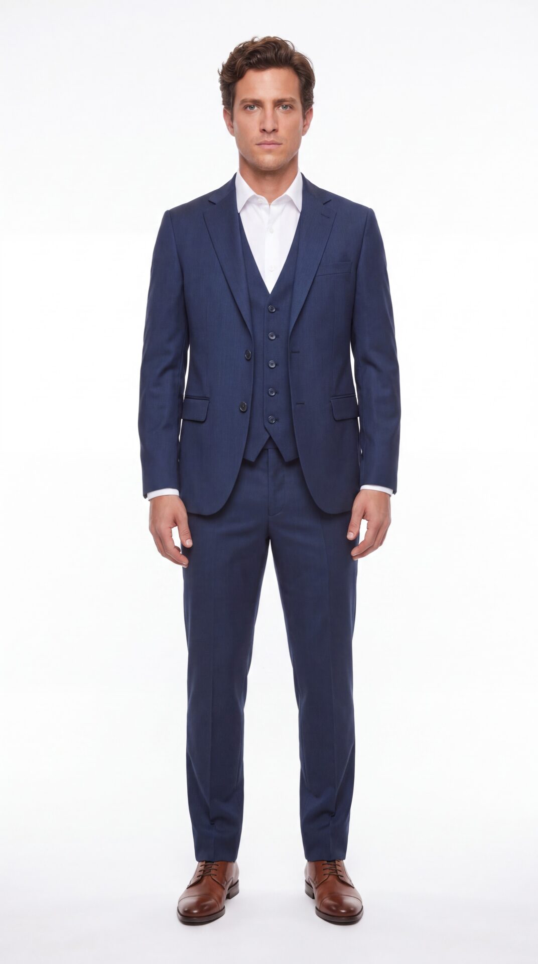 3 piece pinstripe navy blue suit for men (3) - 1