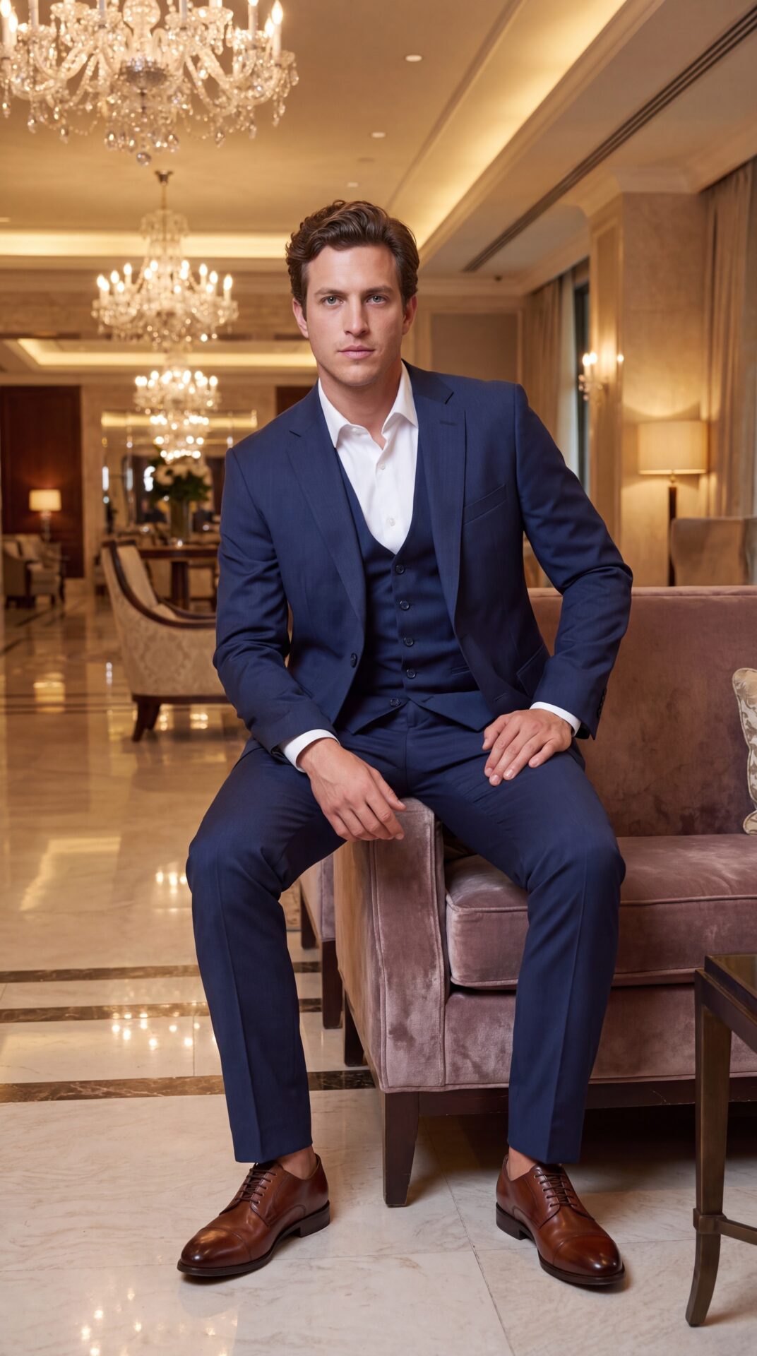 3 piece pinstripe navy blue suit for men (5) - 3