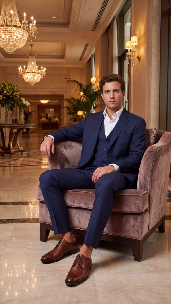 3 piece pinstripe navy blue suit for men (6) - 0