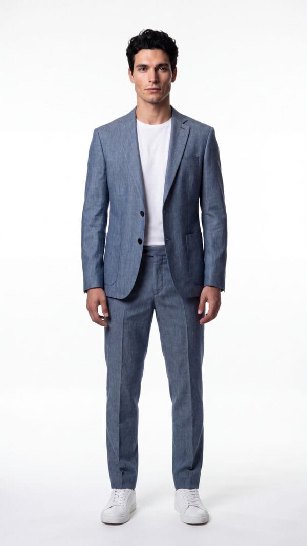 Blue Linen Men Suit (1) - 0