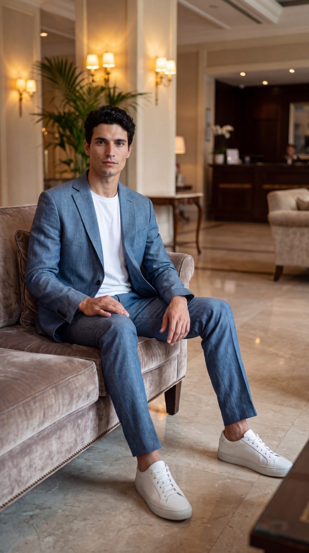 Blue Linen Men Suit (4) - 5