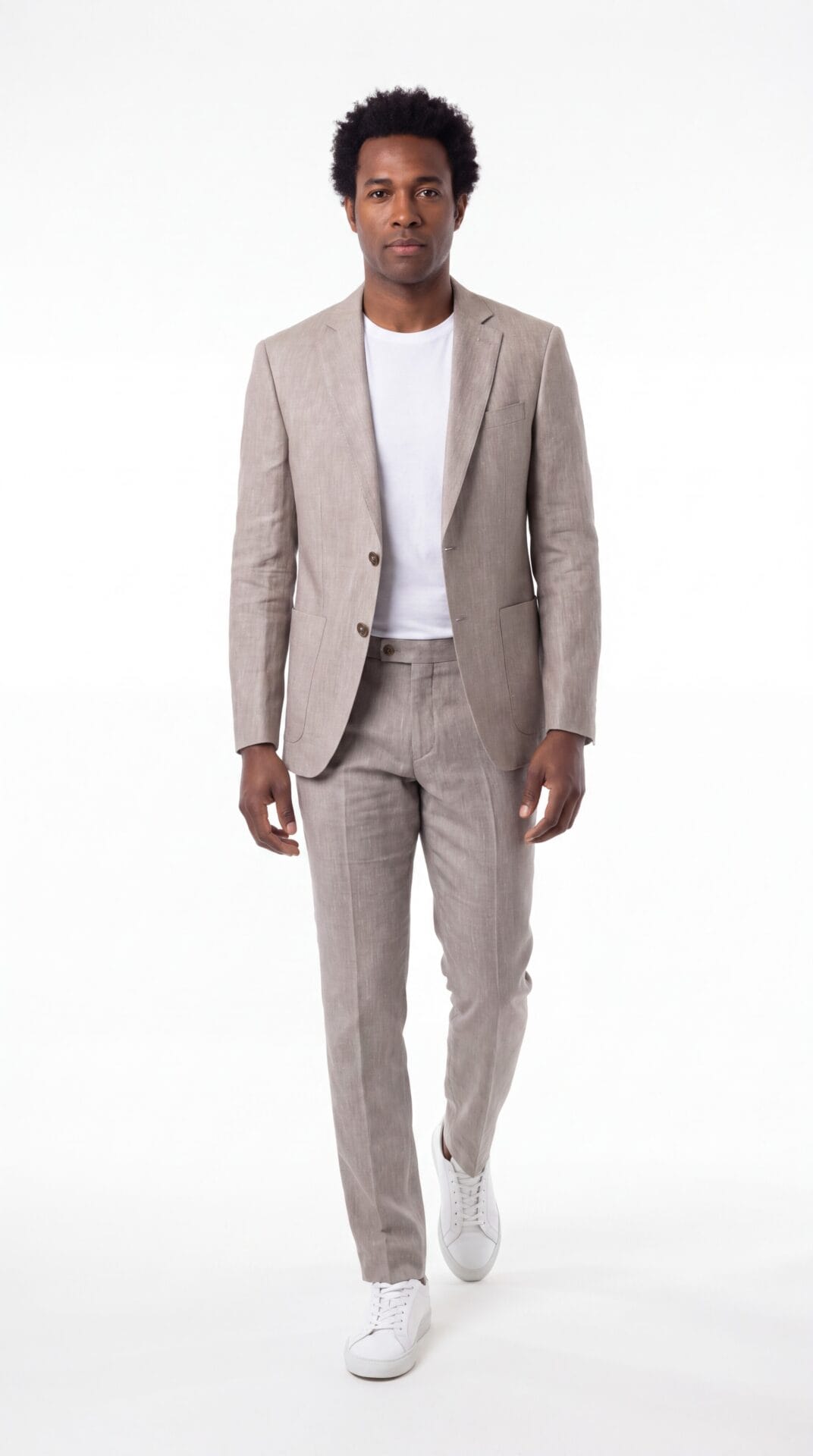 Cream Linen Suit for men (1) - 1