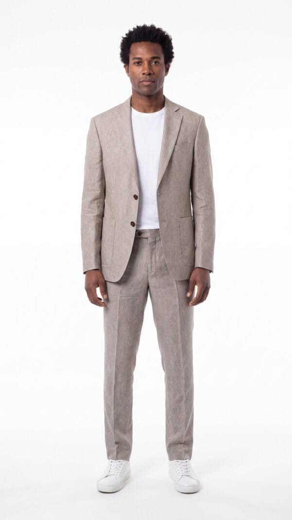 Cream Linen Suit for men (3) - 0