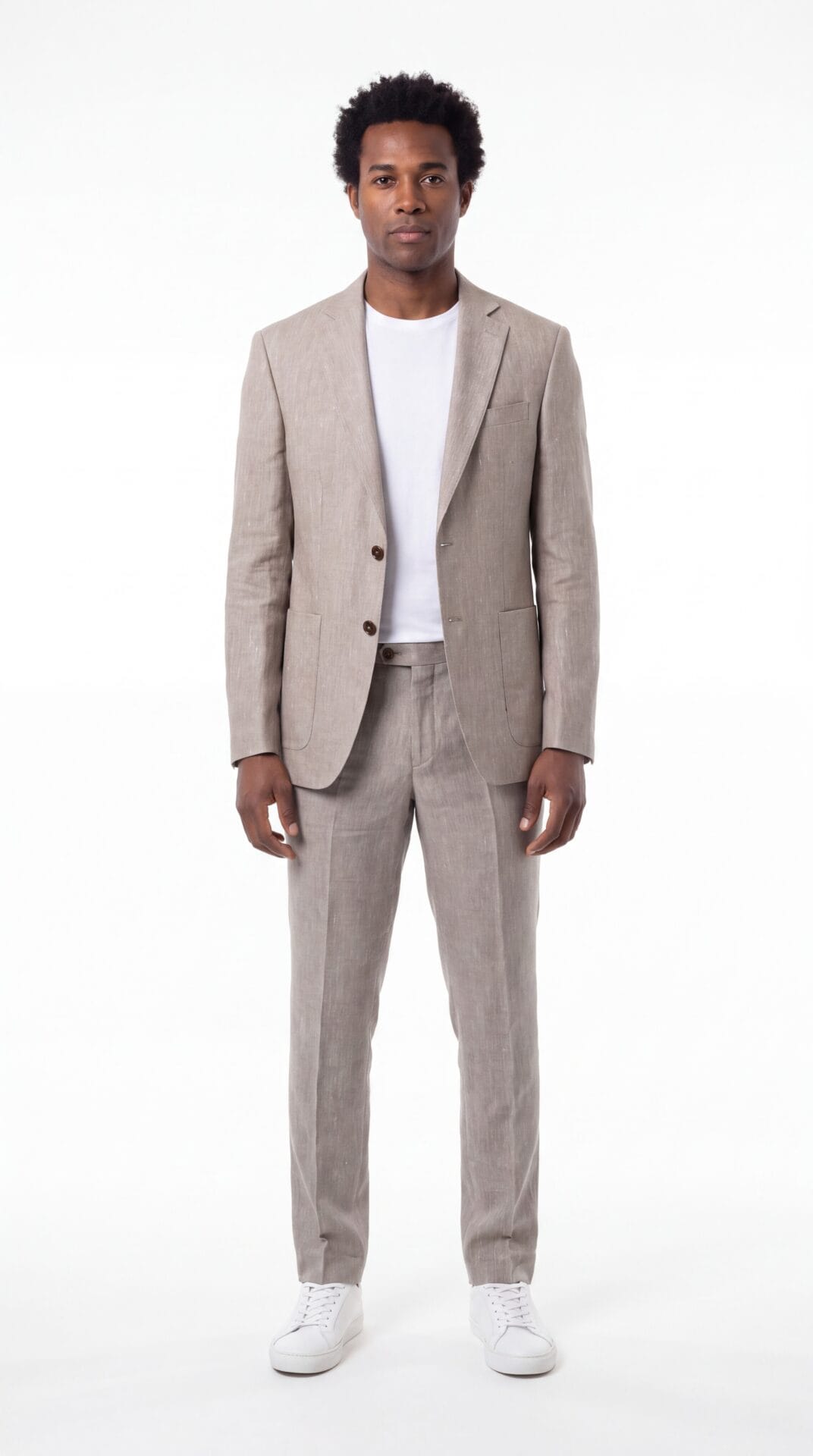 Cream Linen Suit for men (3) - 2