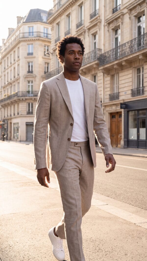 Bordeaux Cream Linen Suit