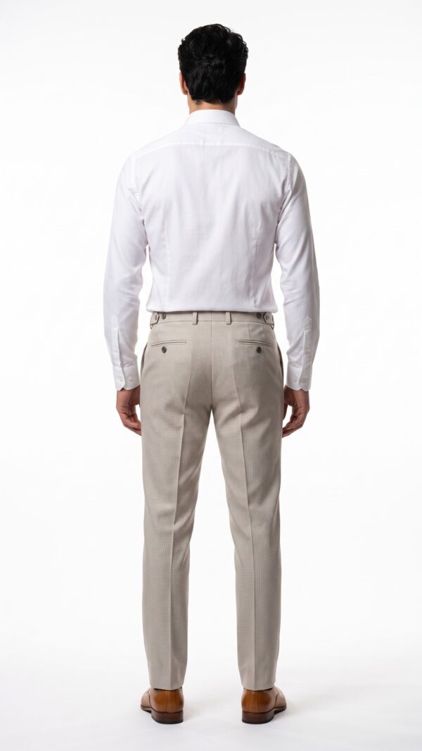 Cream peak lapel houndstooth pattern men suit by Varrison (3) - 3