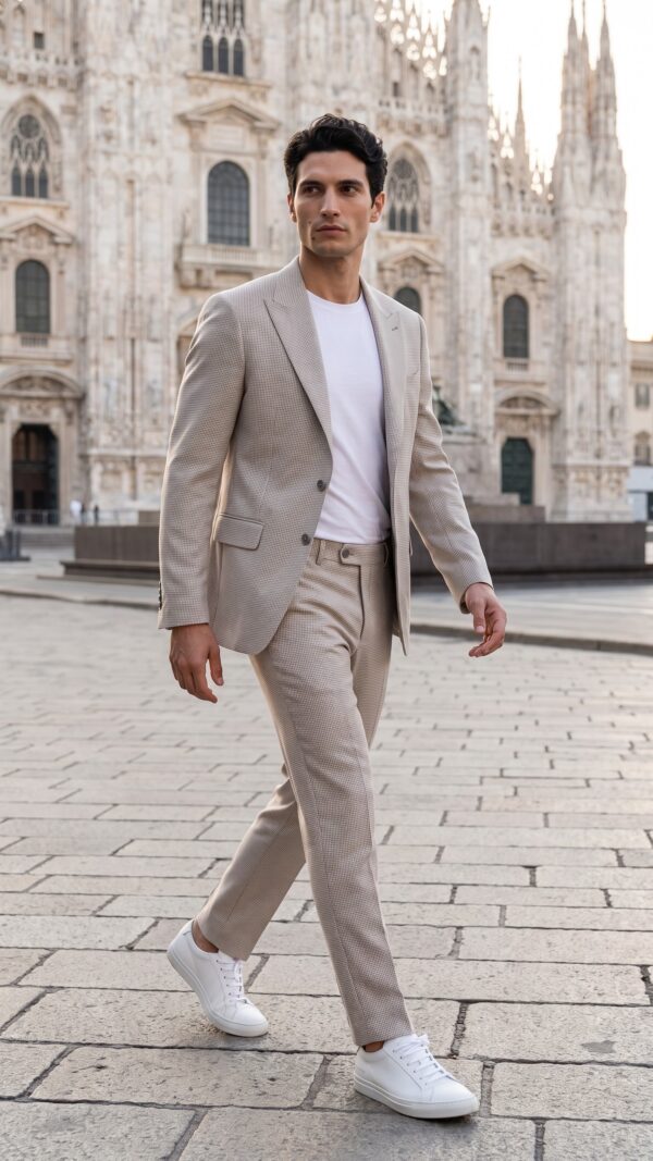 Kingsland Houndstooth Cream Suit