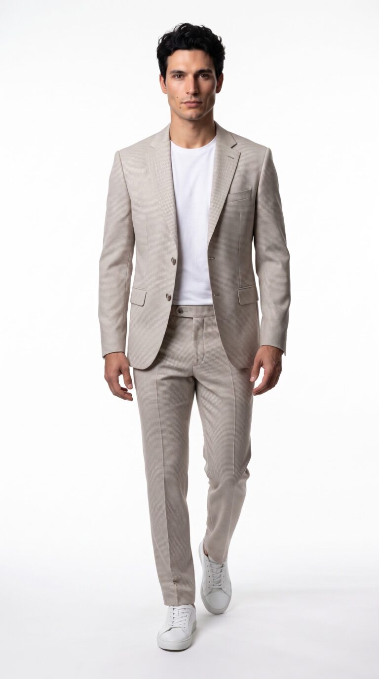 Highland Houndstooth Cream Suit