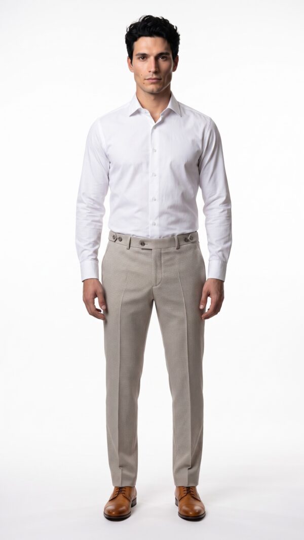 Cream tailored fit houndstooth pattern men suit by Varrison (5) - 5