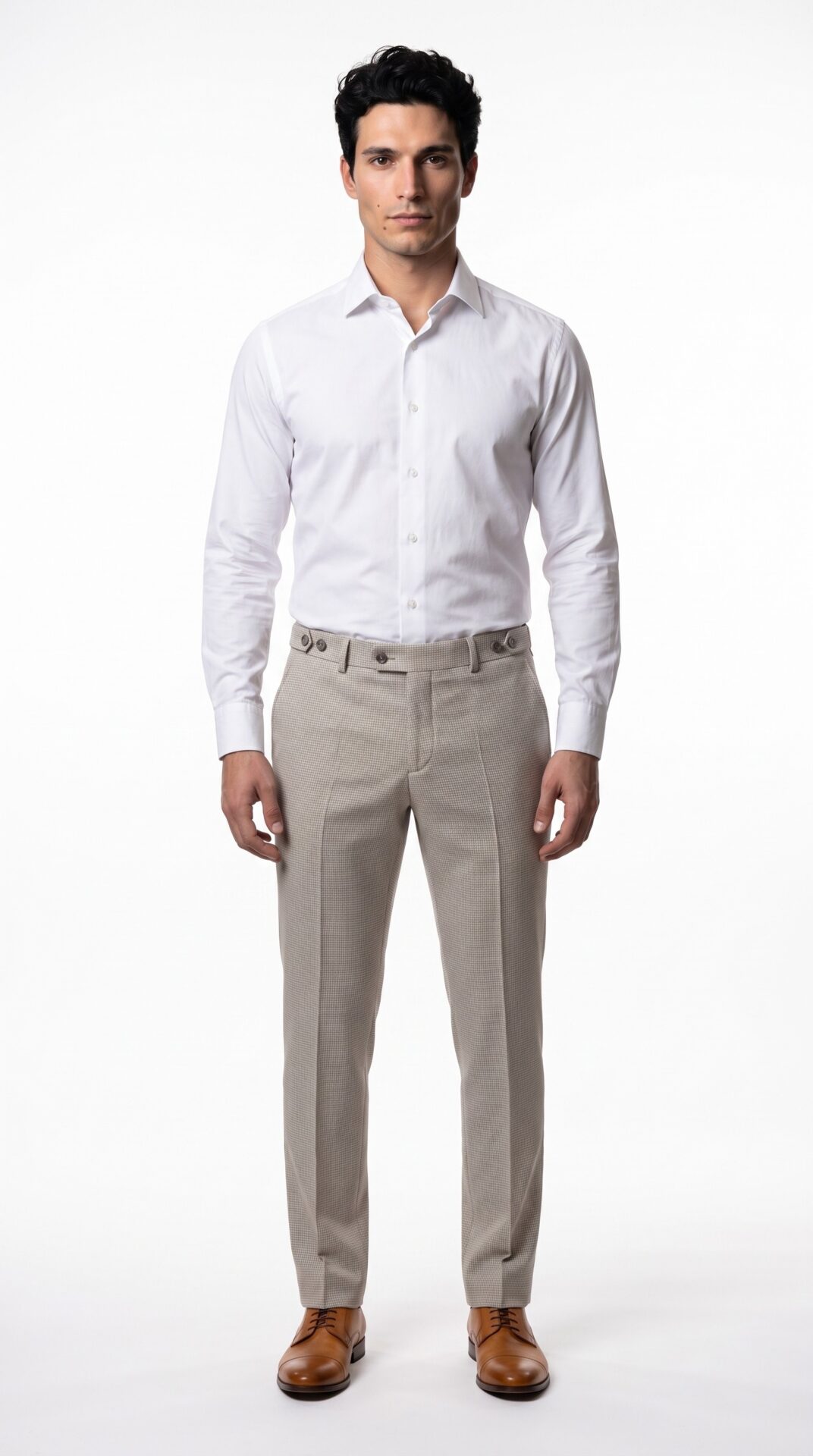 Cream tailored fit houndstooth pattern men suit by Varrison (5) - 7