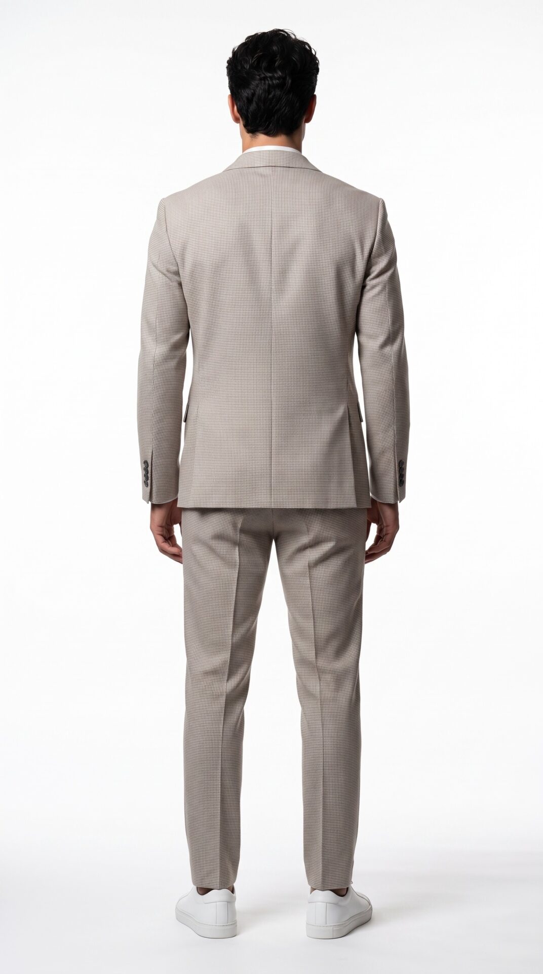 Cream tailored fit houndstooth pattern men suit by Varrison (7) - 5
