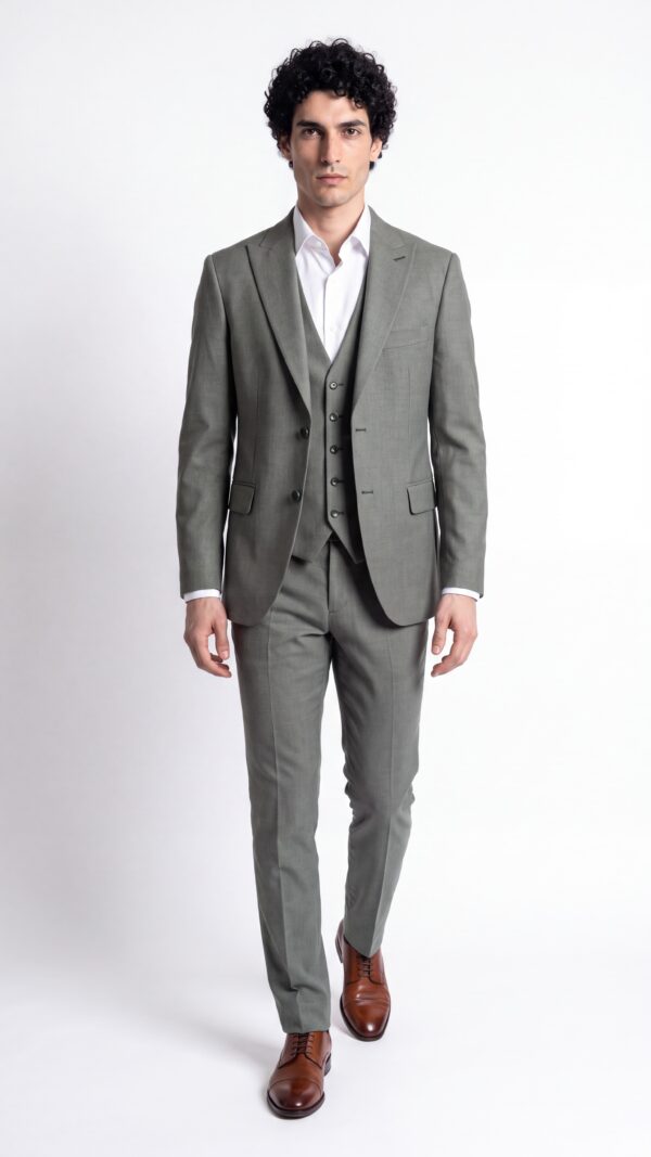 Mens green three pieces suit (2) - 0
