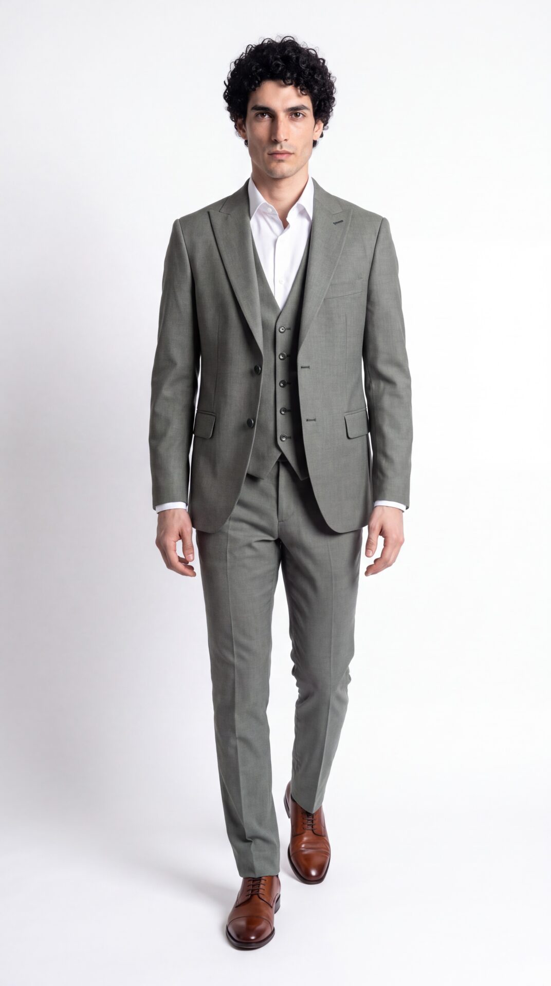 Mens green three pieces suit (2) - 2