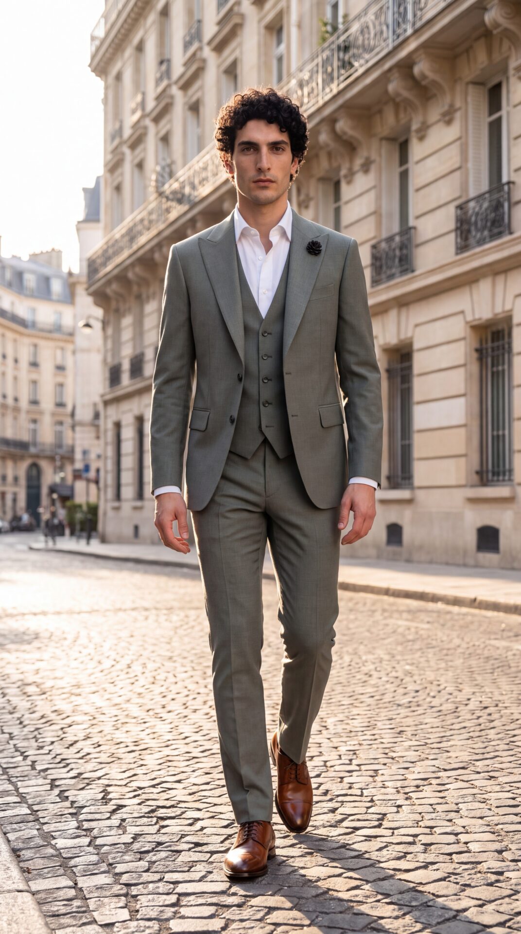 Mens green three pieces suit (3) - 3