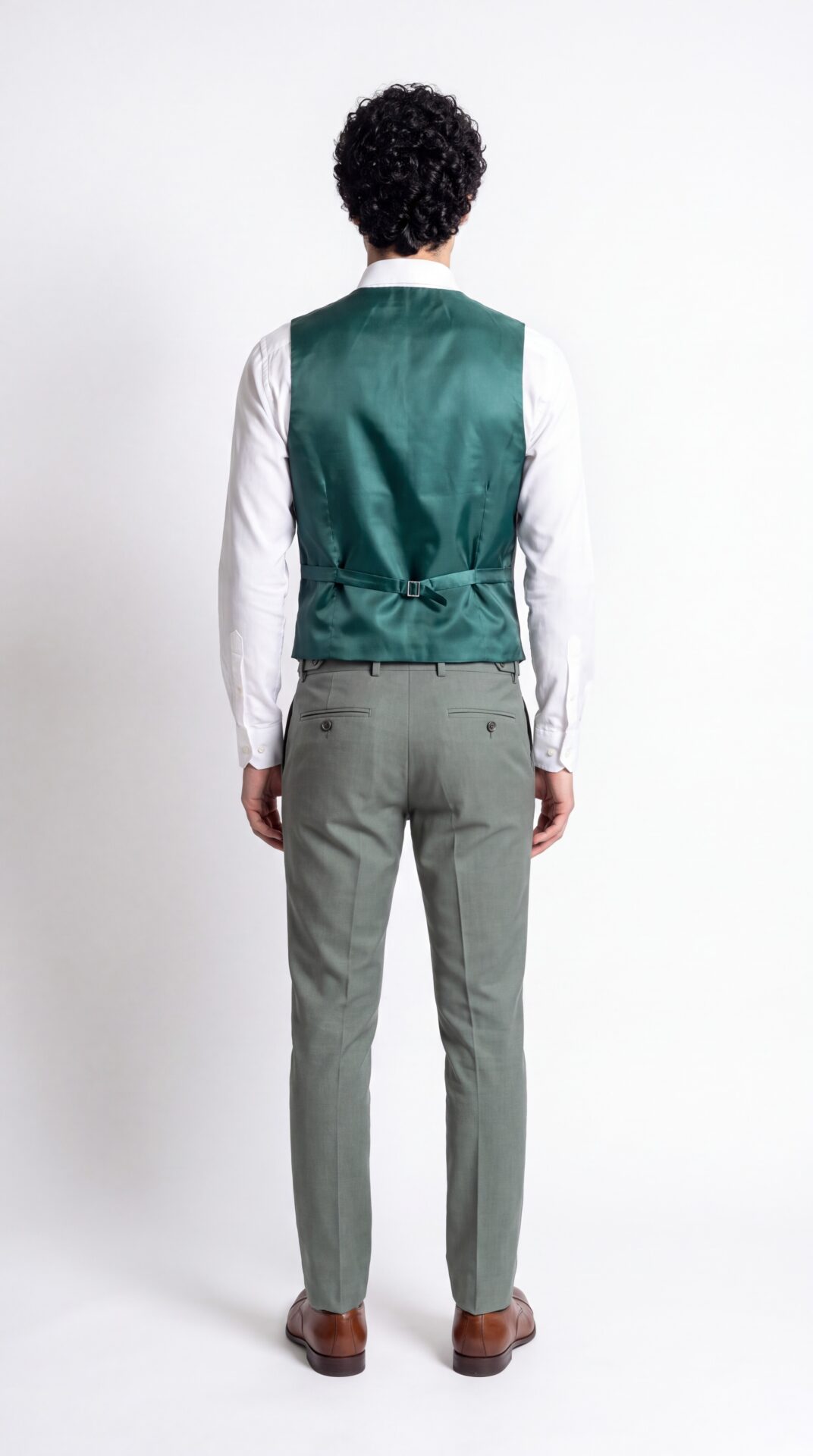 Mens green three pieces suit (6) - 6