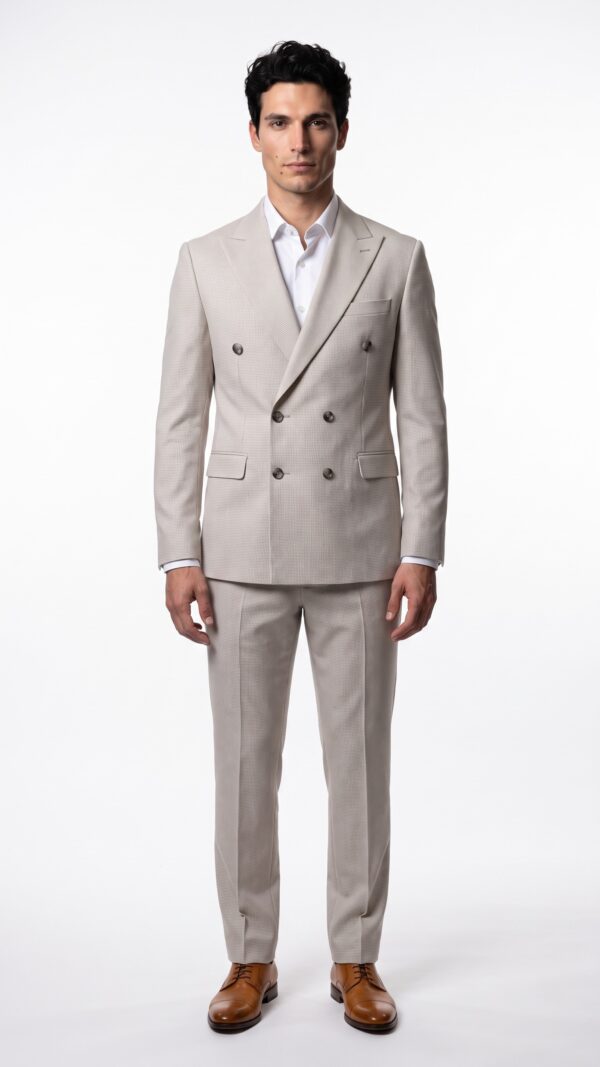 Northcliffe Double Breasted Cream Suit - 1
