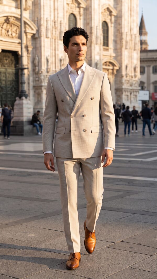 Northcliffe Double Breasted Cream Suit