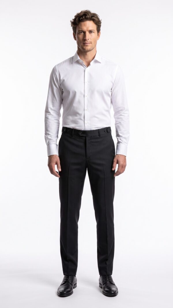 black pin striped men suit trousers (2) - 7
