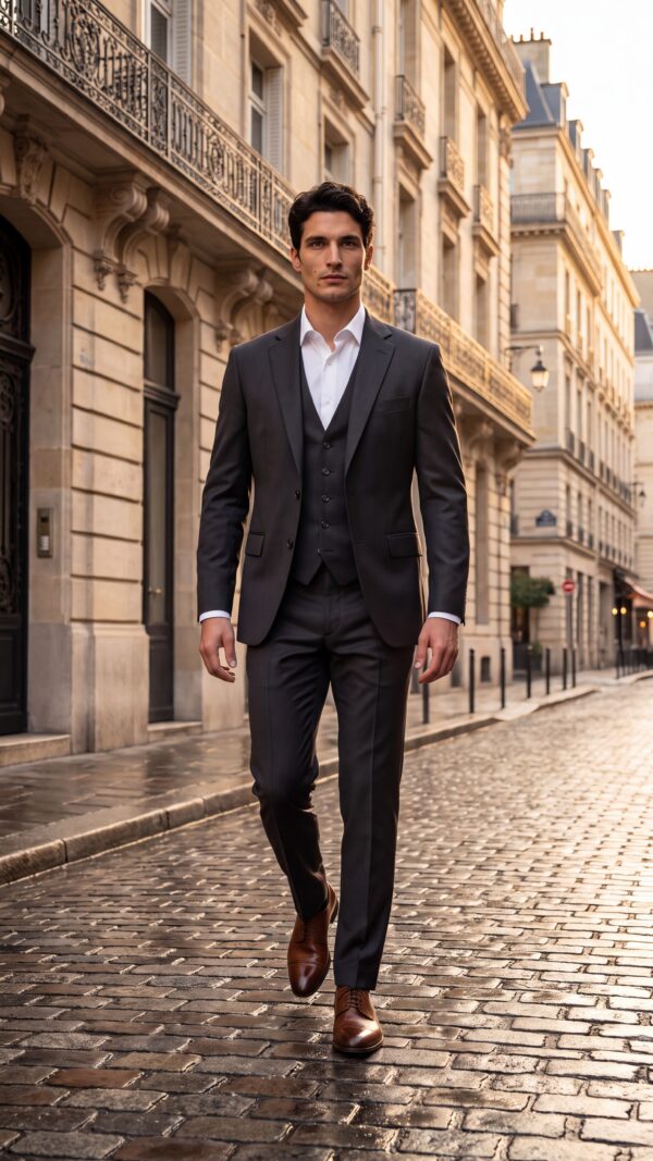 Sienna Black 3 Pieces Pinstripe Suit