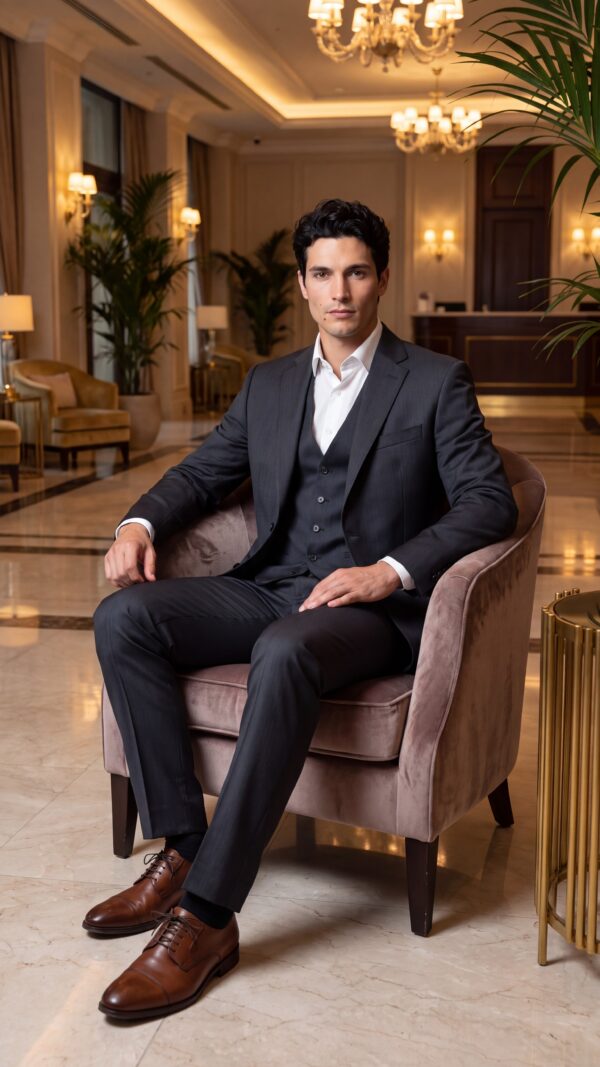 men’s black 3 pieces suit (6) - 7