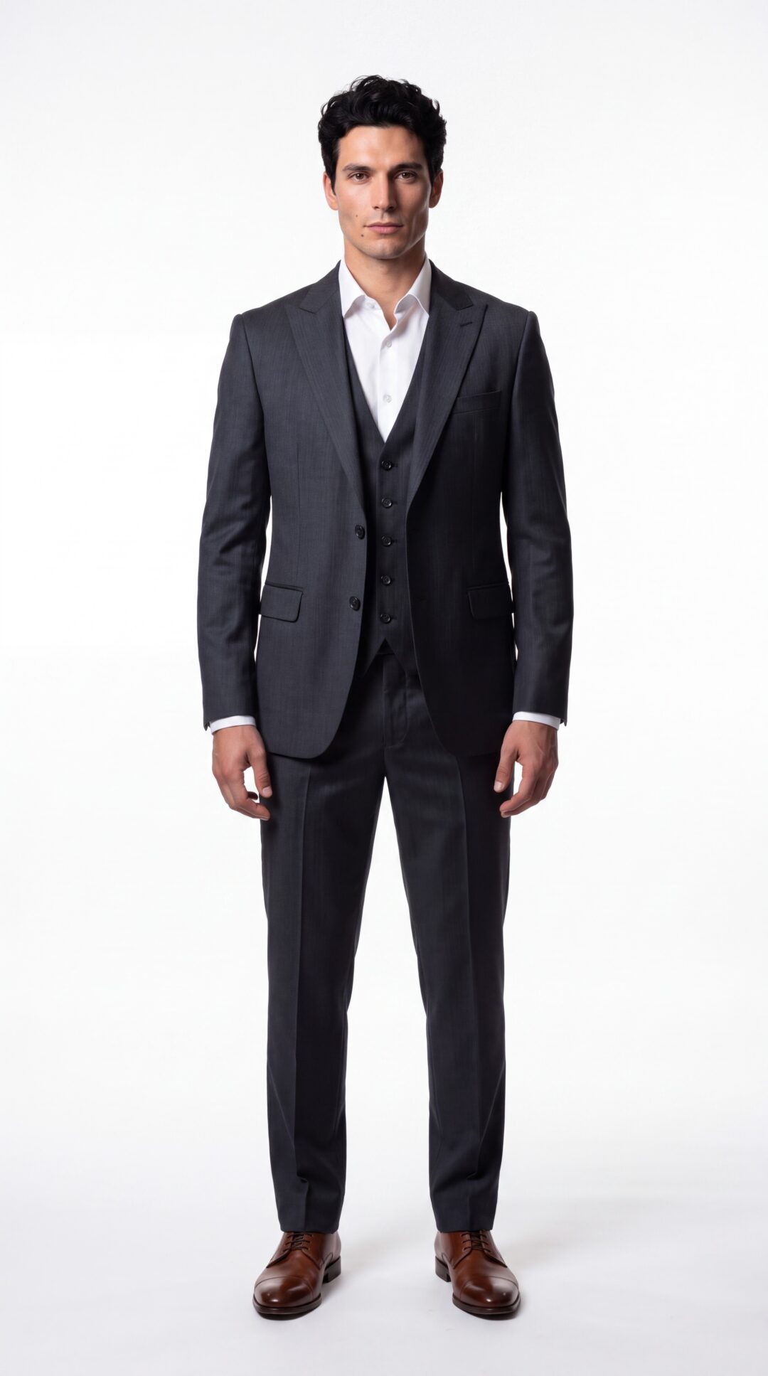 Toscana Black 3 Pieces Pinstripe Suit