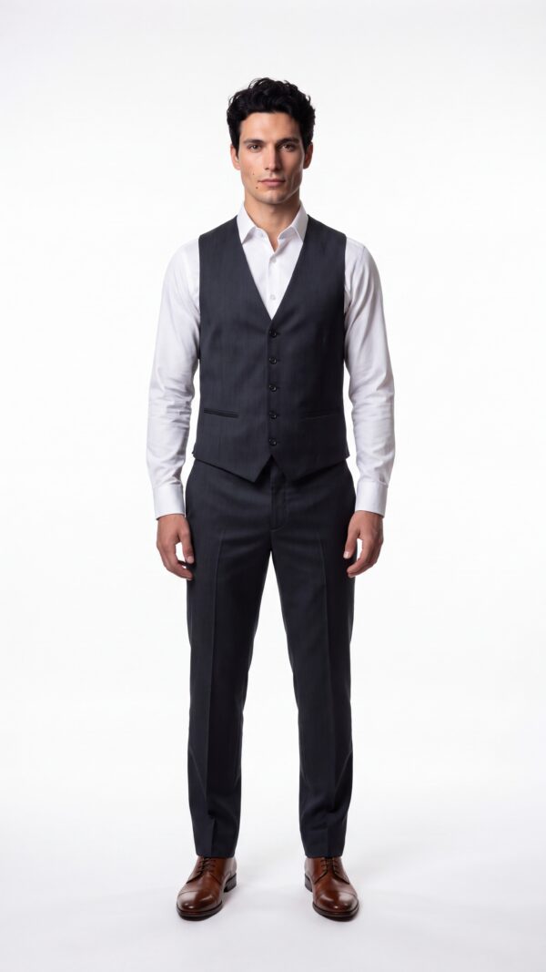 mens black pinstripe 3 piece suit (5) - 4