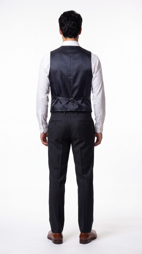 mens black pinstripe three piece suit (6) - 3