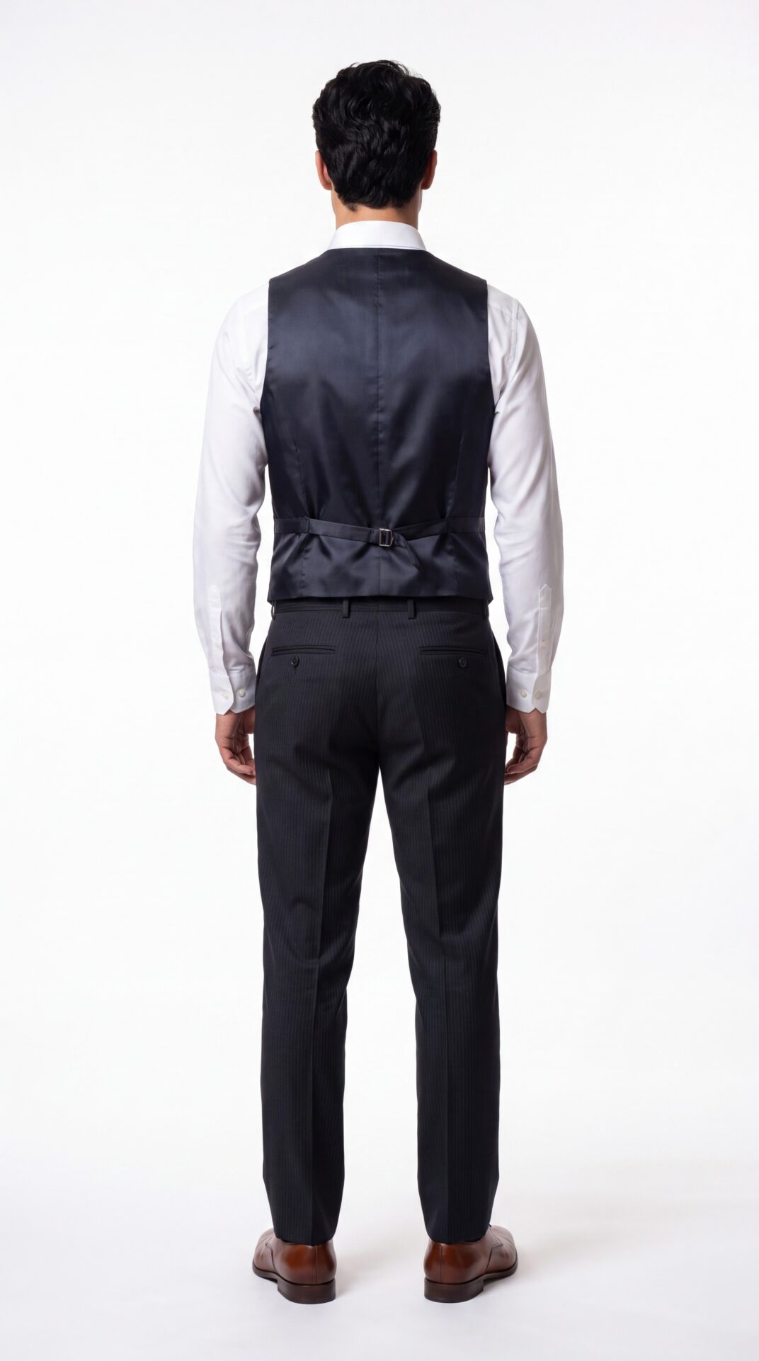 mens black pinstripe three piece suit (6) - 5