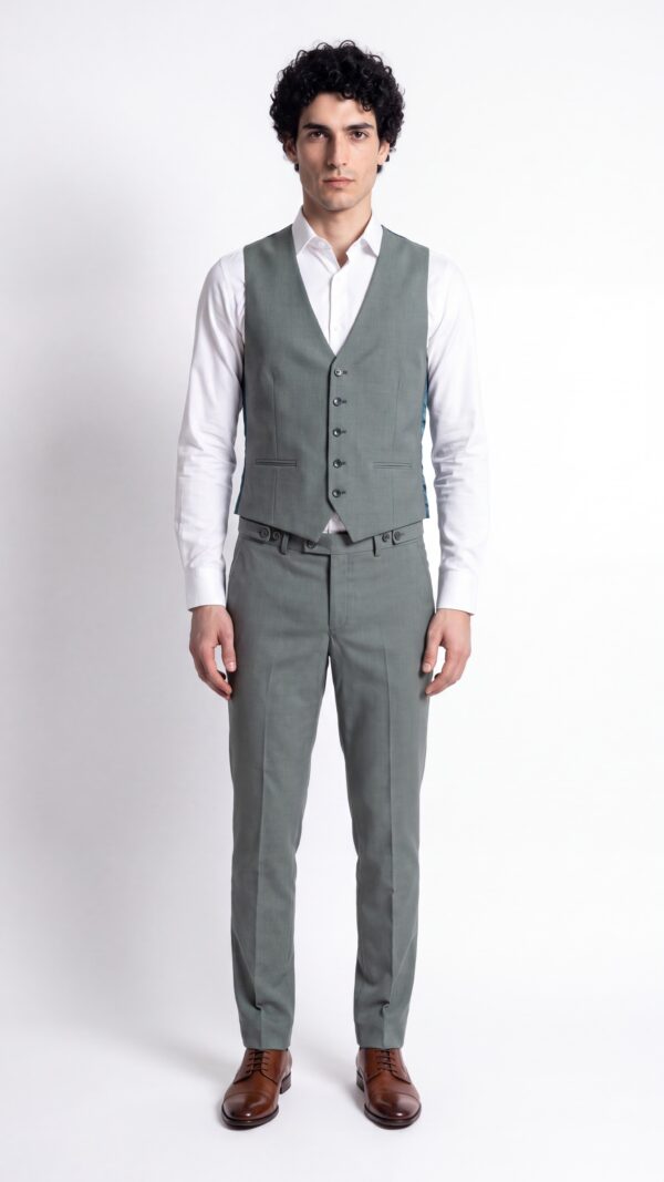 mens green three pieces suit (1) - 3