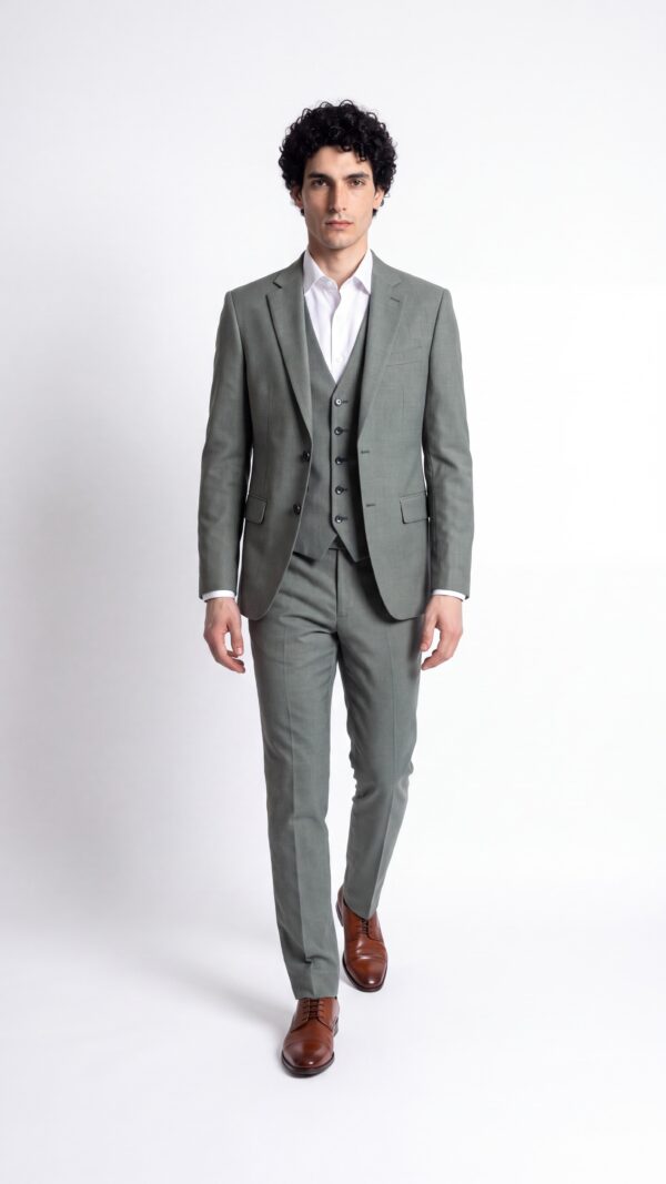mens green three pieces suit (4) - 0