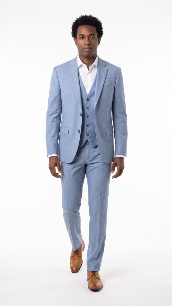 mens light blue 3 piece suit (2) - 6